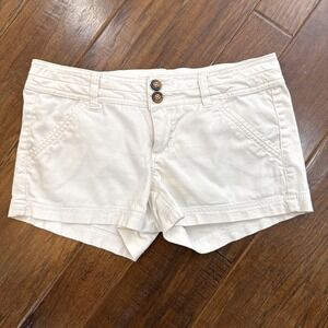 Y2K BKE Micro Mini Chino Shorts Women's 25 2" White Low Rise Summer Preppy Beach
